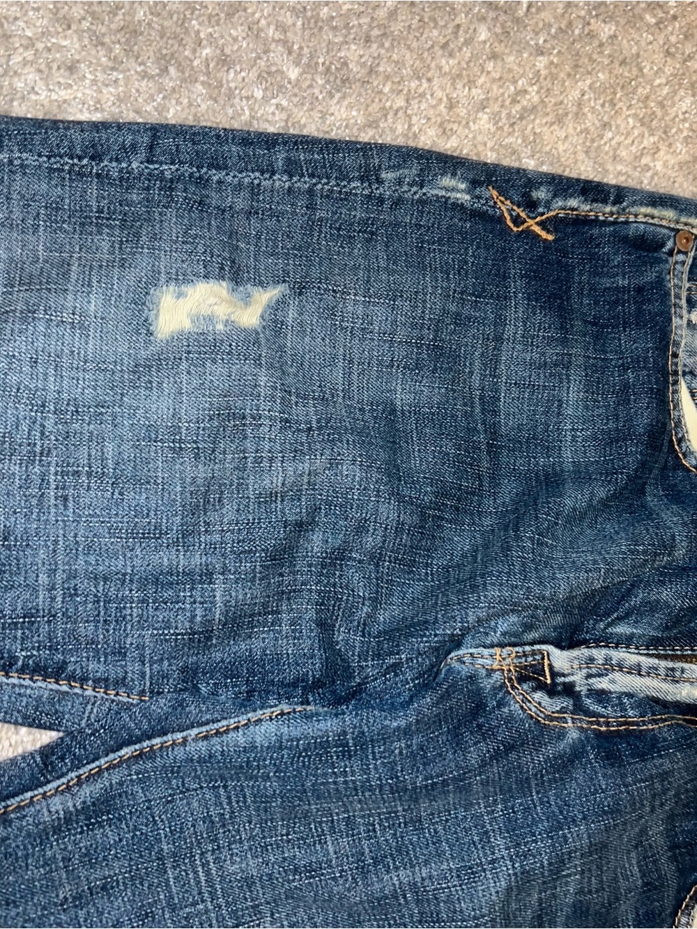 Union Goddess Dark Blue Flare Jeans with Subtle Distress - Picture 5 of 10